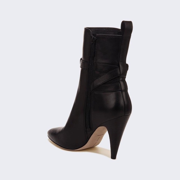 NWB Veronica Beard Sohelia Black Strap Leather High Heel Ankle Boots Bootie - Picture 3 of 17